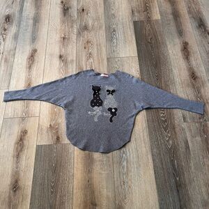 BOMY COLLECTION Cat shirt sequins, pearl cats. Size small